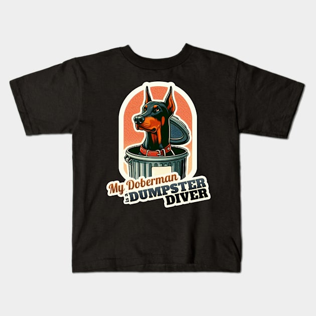 Trashman Doberman Kids T-Shirt by k9-tee